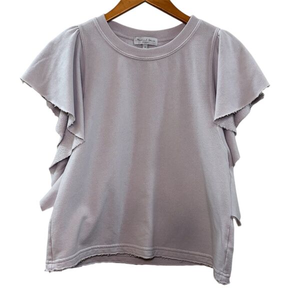 Michael Stars Ariana Flutter Sleeve Sweatshirt Light Purple Size Small - Picture 2 of 6